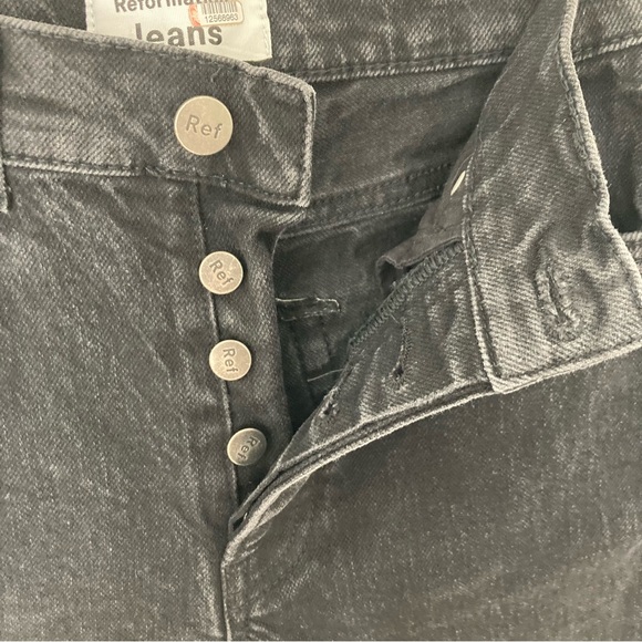 Reformation Denim Black Serena High Rise Crop Button Fly Skinny Jeans, Size 24 - Picture 7 of 7